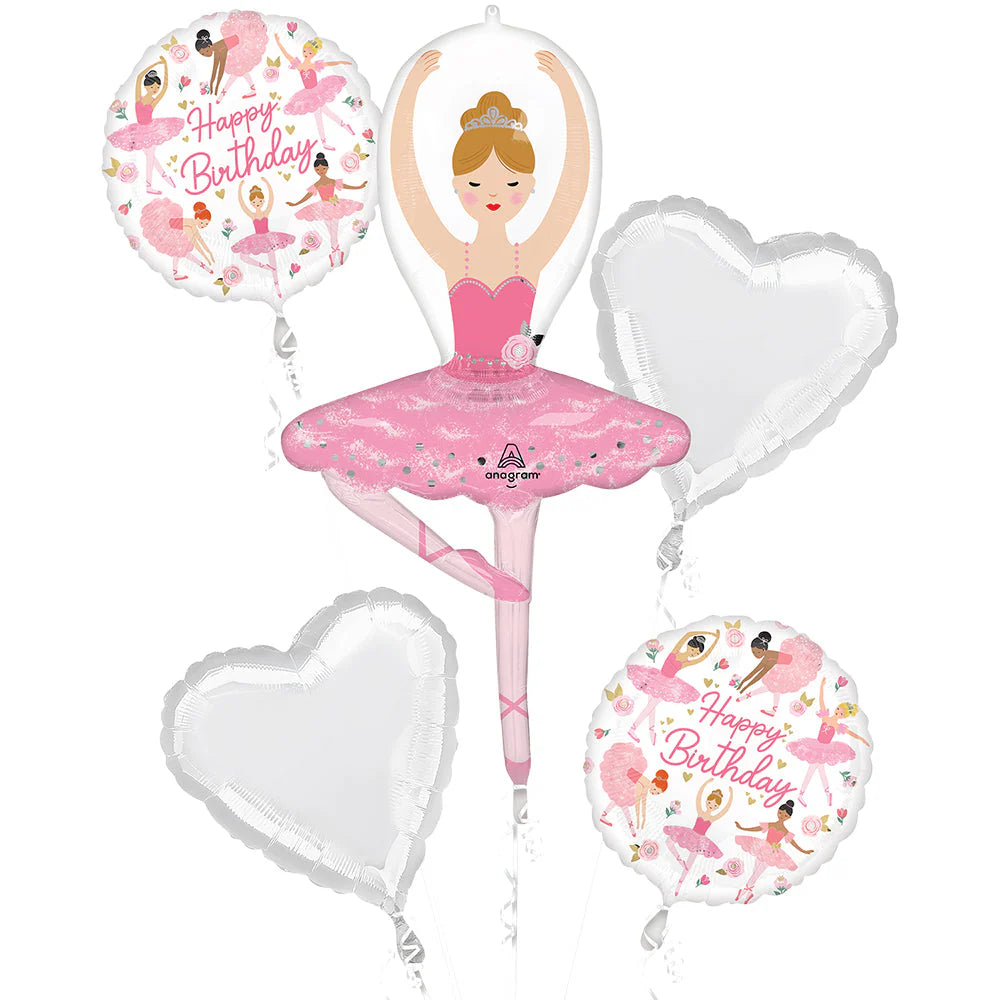 Anagram Ballerina Girl Birthday 5ct Balloon Bouquet